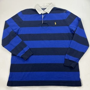 Polo Ralph Lauren Blue Striped Long Sleeve Rugby Polo Classic Fit Size XL - Picture 1 of 7