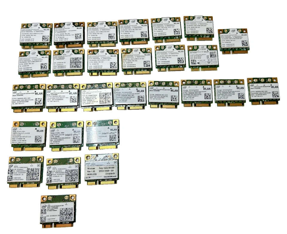 LOTE de 28 - Surtido de tarjetas inalámbricas Intel - 802.11 - USADAS Foto 1 de 1