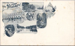 Vintage 1900er LAKE GEORGE, New York PMC Postkarte HOTEL WURDEN Multi-View UNBENUTZT - Bild 1 von 2