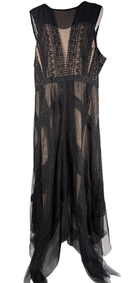 City Chic Black Sheer Lace Maxi Dress Sz XL 22 Asymmetric Date Night Goth Grunge - Image 1 of 4