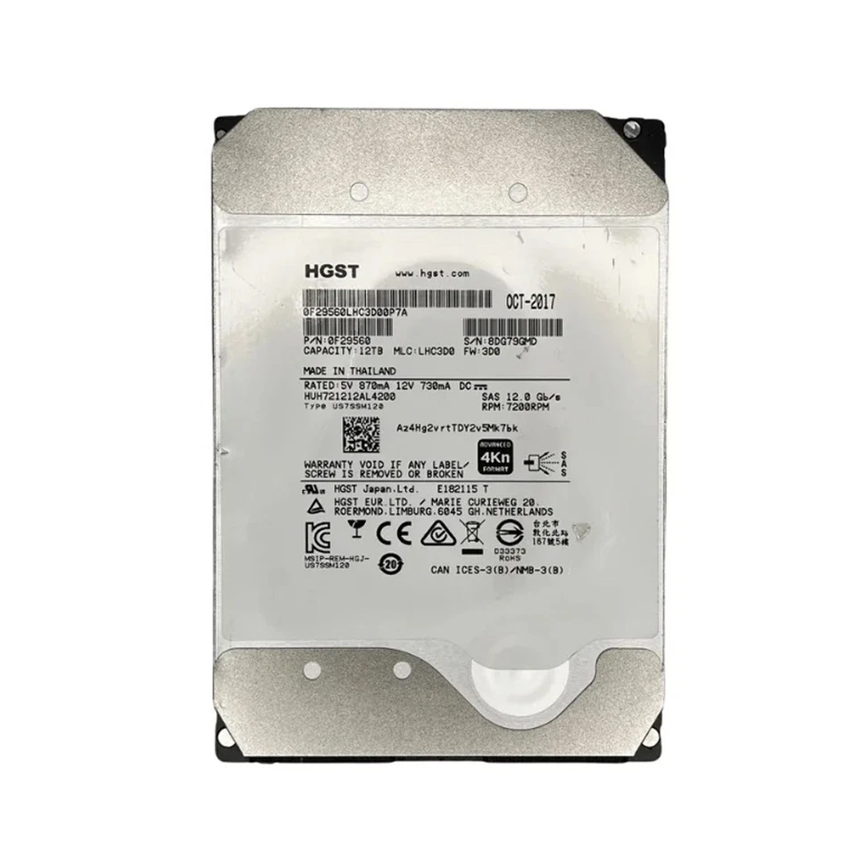 Hard drive HGST 12TB 7.2K HDD SAS 12G 3.5" 4KN 256MB 0F29560 - Bild 1 von 1