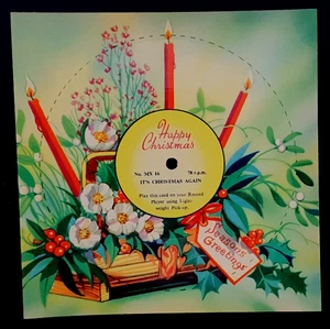 Vintage MELODY CHRISTMAS CARD 1950's Playable Disc, MX16- 'It's Christmas Again' - Picture 1 of 5