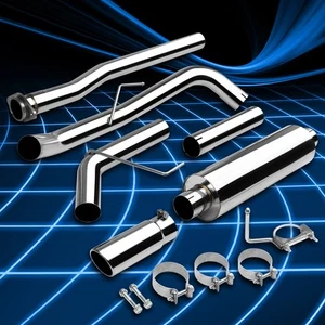 For 97-04 Ford F150 4.6/5.4L 3" Muffler Round Rolled Tip Catback Exhaust System - Picture 1 of 6