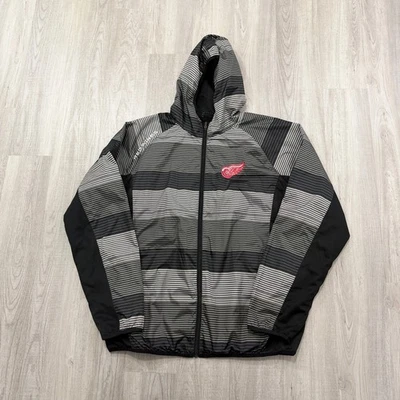 Jaqueta corta-vento masculina NHL Detroit Red Wings 2XL XXL listrada preta hóquei  - Imagem 1 de 4