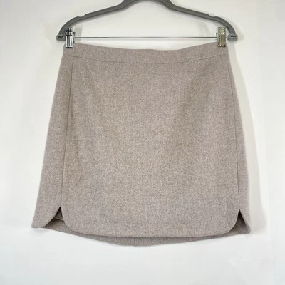 J. Crew Womens Wool Blend Oatmeal Skirt Career Minimalist Professional Size M - Image 1 of 4