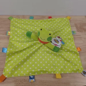 Taggies Green Frog Security Blanket Lovey Polka Dots Rattle Satin Back 2012 New - Picture 1 of 11
