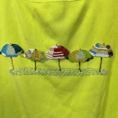 Camiseta sin mangas Sweaterworks tejida con cuentas sin mangas verde chartreuse para mujer L Foto 1 de 4