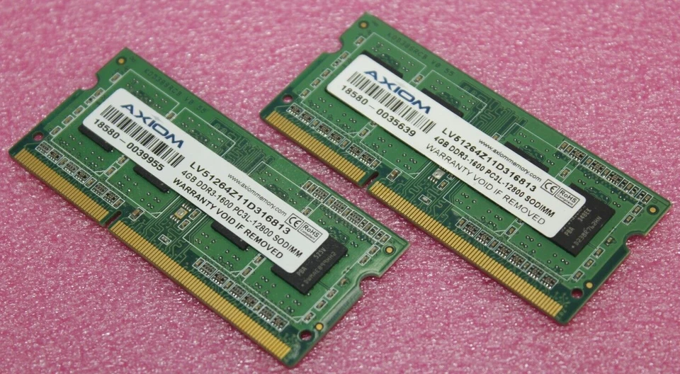 AXIOM 8GB (2X4GB) DDR3 PC3L-12800 SoDimm Laptop Memory Ram LV51264Z11D316813 - Image 1 of 1