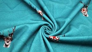 Sweat Oskar in Petrol Hirsch mit Brillen Hirsch Sweatstoff mit Hirschstoff blau - Bild 1 von 4