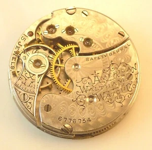 Waltham 65 Pocket Watch Movement - Good Balance - Parts Repair - Picture 1 of 5