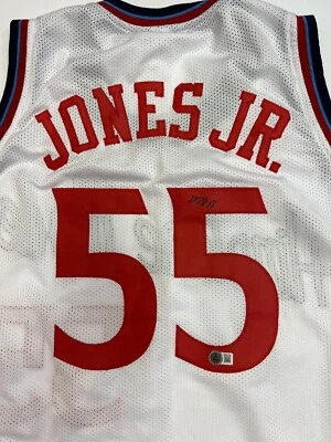 DERRICK JONES JR SIGNED CLIPPERS CUSTOM AIRPLANE MODE WHITE AWAY JERSEY BAS ITP - Image 1 of 4