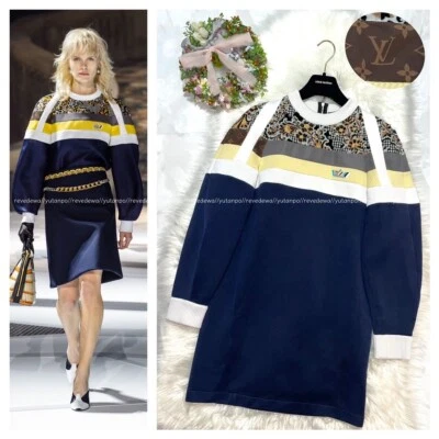 Genuino Pasarela Louis Vuitton Monograma Cambio Flor Acoplamiento Bombardero Vestido Tejido Foto 1 de 4