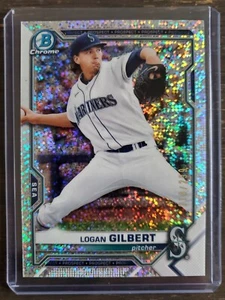 Logan Gilbert 2021 Bowman Chrome Speckle Refractor /299 #BCP-152 Mariners - Picture 1 of 2