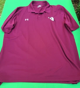 Wisconsin Badgers Polo Shirt Performance Under Armour Mens 2XL - Picture 1 of 7