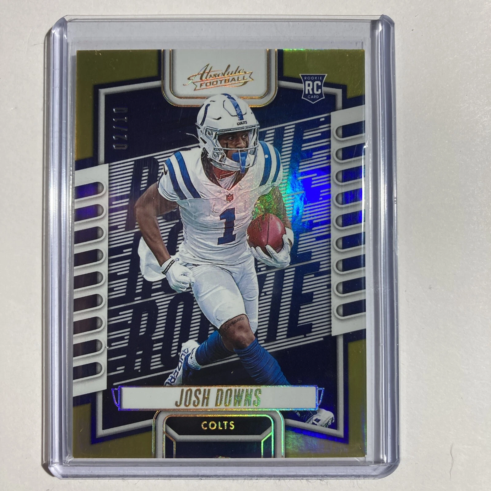 2023 Panini Absolute - Rookies Gold Spectrum #128 Josh Downs /10 (RC)