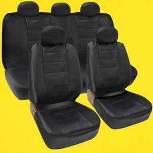 Nuevo Juego Completo de Funda de Asiento de Coche de Cuero PU Cojín Protector de Alfombrilla de Asiento Delantero Trasero - Imagen 1 de 9