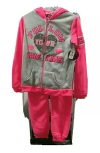 Diva Girl Pink 2Piece Hoodie Outfit W/ Pants Follow Your Dreams glitter S 6/6x - Picture 1 of 2
