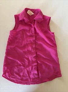 Faded Glory Girls Shirt Sz Medium (7-8) Pink Blouse Sleeveless Barbie Barbiecore - Picture 1 of 3