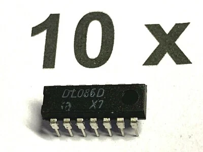 DL086D, 4 Excl. ODER-Gat. con 2 entradas. DIL14, 5V, +70°,RFT, como 74LS86, 10 unidades Foto 1 de 4