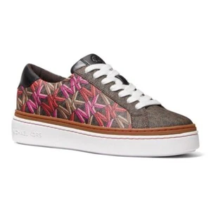 Michael Kors Women's Chapman Multicolor Logo Print Lace-Up Sneakers Size 8 NIB - Picture 1 of 6