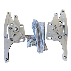 Billet Silver Aluminum Hood Hinges Kit Left Right Side For Ford Mustang 1964-66 - Bild 1 von 3