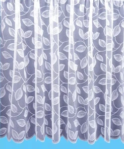 AUTUMN LEAVES WHITE NET CURTAINS MADE TO ANY DROP (20" - 90") *SOLD BY THE METRE - Picture 1 of 3