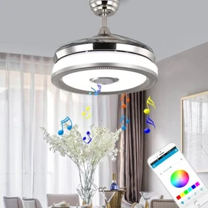 42" Bluetooth 7-Color Chandelier Smart LED Ceiling Fan w/Music Speaker+Remote - Picture 1 of 9