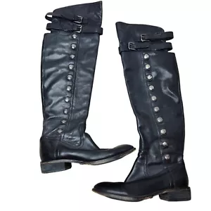 Sam Edelman Pierce Stiefel schwarz Leder Overknee Reitstiefel Western 7,5M - Bild 1 von 8