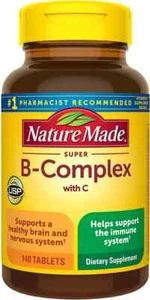 Super B Complex with Vitamin C Nature Made 140 Tabs Exp 2025 - Picture 1 of 5