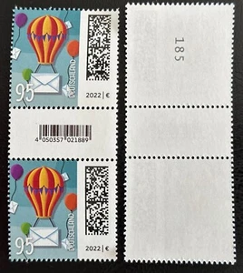 BUND 2022 BALLONPOST 95 EAN PAAR ZWISCHENSTEG MiNr. 3705 WELT DER BRIEFE BRD !!! - Bild 1 von 3