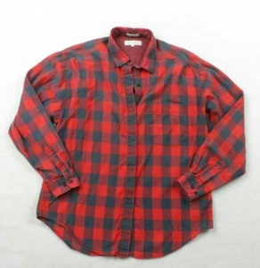 John Henry Plaid Shirt Size 10 Women's Red Blue Cotton Front Pocket Flannel - Picture 1 of 5