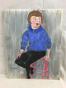 Original. 1960 Earle T Merchant capa cotidiana Ann MA retrato folclórico dibujo pastel 33 - Imagen 1 de 9