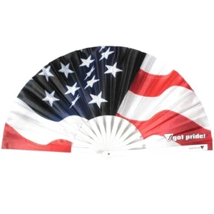 American Pride Flag Large Bamboo Folding Clack Hand Fan for Rave Festival Pride - Picture 1 of 7
