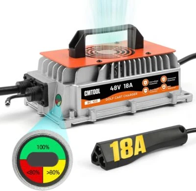 Cargador de batería de carro de golf 48V 18A con enchufe triangular para EzGo TXT RXV Club Car Foto 1 de 4