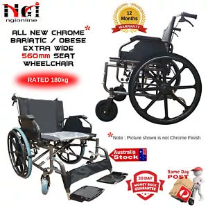EXTRA WIDE 560mm SEAT HEAVY DUTY FOLDING WHEEL CHAIR 180KG OBESE WHEELCHAIR - Picture 1 of 4