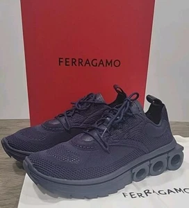 Salvatore Ferragamo Navy Indigo Blue Nima Knit Mens Sneaker 9.5 M NEW NIB - Picture 1 of 6