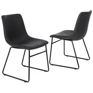 Faux Leather Dining Chairs Set of 2 Modern Mid Century Dining Kitchen Room Chair - Picture 1 of 10