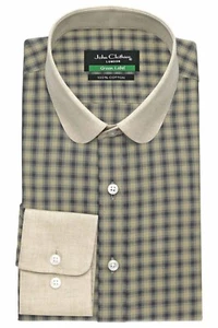 Camisa Formal Peaky Blinders Estilo Para Hombre Marrón Cuadros de Guinga Club Cuello Penny - Imagen 1 de 7