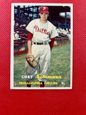 1957 Topps #158 Curt Simmons Philadelphia Phillies mid-level EX-MT     B57#158A1 - Image 1 of 2