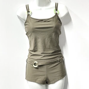 Seafolly Swimsuit 3 Piece Set Skirt Bottom Tank Top Women's Size 14 Olive Green - Imagen 1 de 13