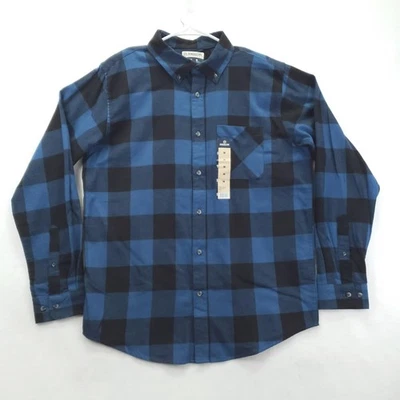 NWOT Magellan Outdoors Shirt Mens Medium Blue Black Buffalo Plaid Classic Button - Image 1 of 4