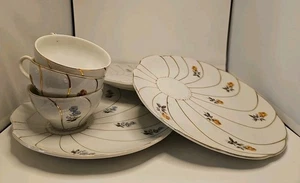 3 Yamaka Japan Snack Brotteller Tasse Untertasse gelb blau rose bone china - Bild 1 von 16