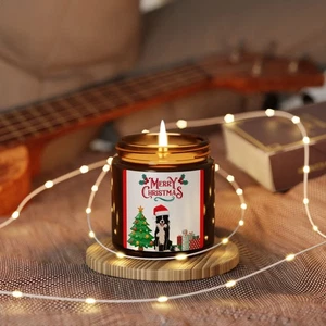 Frohe Weihnachten Border Collie Hundekerze - mehrere Düfte - 2 Größen - Bild 1 von 9