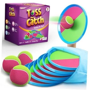 Toss and Catch Ball Set Kids Games, Beach Toys Outdoor Toys for Kid with 6 - Picture 1 of 7