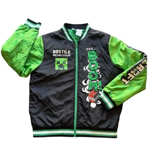 Minecraft gefütterte Jacke Creeper durchgehender Reißverschluss Jugend Kinder Größe 18 - Bild 1 von 8