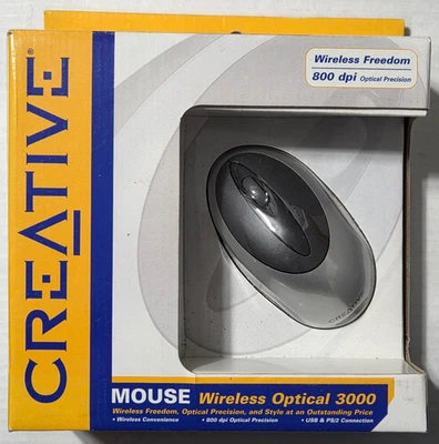 Creative Wireless Freedom Optical Mouse 3000 WMU91S 800dpi USB & PS/2 Connection - Image 1 of 3