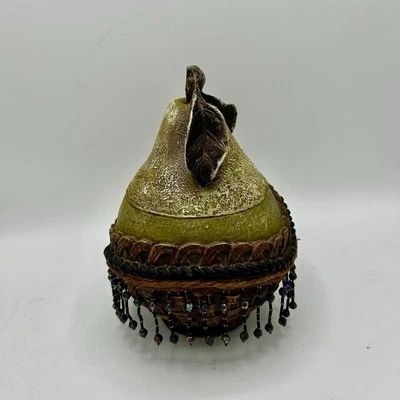 储物盒 Caddy 带盖梨串珠 Bedazzle 宝石条纹魅力装饰树脂 — 第 1/4 张图片