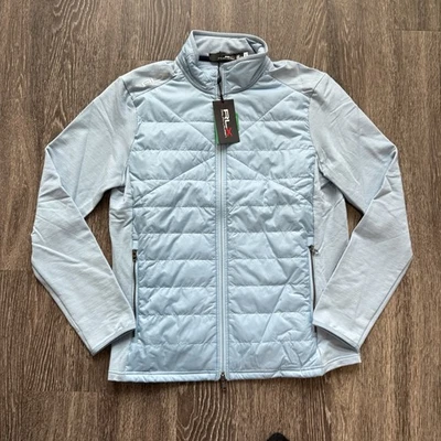 Jaqueta masculina RLX Ralph Lauren azul média híbrida acolchoada frontal zíper completo golfe quente - Imagem 1 de 4