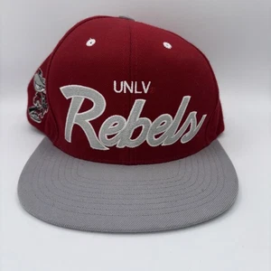 Vintage UNLV Runnin Rebels Mitchell & Ness Mens Snapback Cap Hat College Vault - Picture 1 of 7