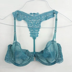 Intimately Free People Front-Close Racerback Sheer Mesh Lace Sage Green Bra 32B - Picture 1 of 6